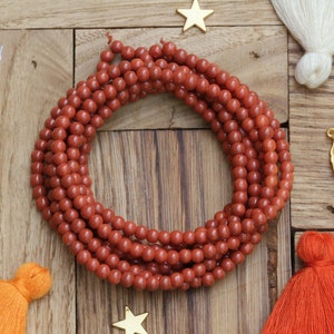 4mm Cinnamon Glass Beads, Smooth Round Ball Glass Loose Beads / GB4-55