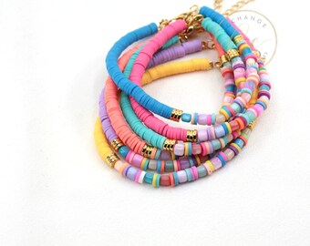 Set di braccialetti elasticizzati con perline heishi in argilla polimerica 4 pz 4 stili all'ingrosso