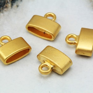 Gold Plated End Caps, 12mm Oval Hole Metal Cord End Caps 5 pcs / GPY-330