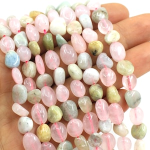 6-10mm Natural Morganite Nugget Gemstone Beads, 1 Strand 50 pcs / PNB-11