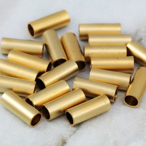 Gold Plated Tube Spacer Bead, 10mm Brass Smooth Tube Charm 10 pcs / GPY-443