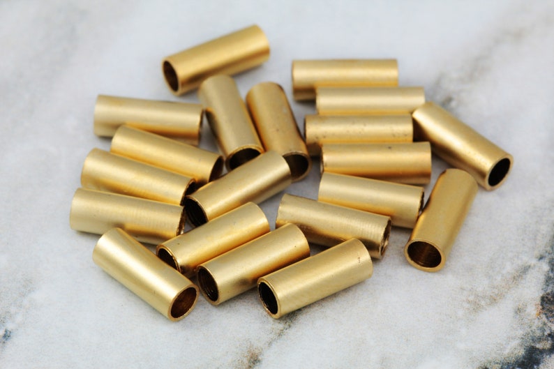 10mm Brass Smooth Tube Charm 10 pcs GPY-443 Gold Plated Tube Spacer Bead
