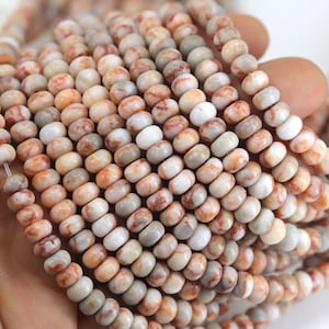 4 perles rondes de 6 mm en toile d'araignée rouge, jaspe / RNS4-18