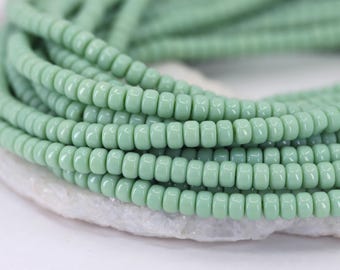 6mm x 4mm Mintgrün Barrel Pony Glasperlen 1 Strang 100 Stück/PGB6-10