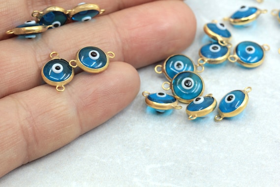 Amuletos de cristal azul turquesa contra el mal de ojo, cuentas