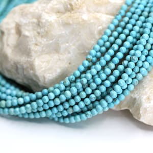 4mm Round Turquoise Beads, 1 Full Strand 15.5&quot; Genuine Natural Loose Round Semi Precious Stones / NSR4-53