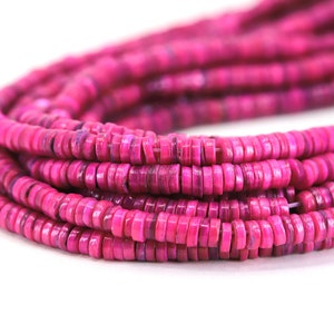Natuurlijke schelp Mexicaanse roze Heishi schijfkralen, 1 streng 16&quot; inch (6-7 mm) / SHS6-09