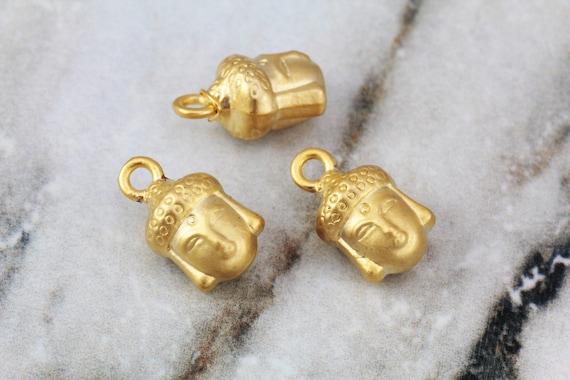 14mm Matte Gold Plated Metal Buddha Pendants 5 pcs / GPY-413
