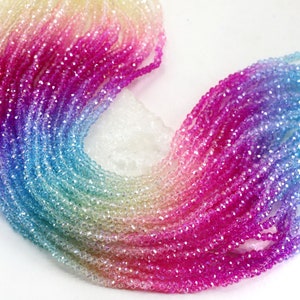 Perline di vetro cristallo rondelle arcobaleno, perline di vetro sfaccettate e colorate sfumate multicolori / CCB-02
