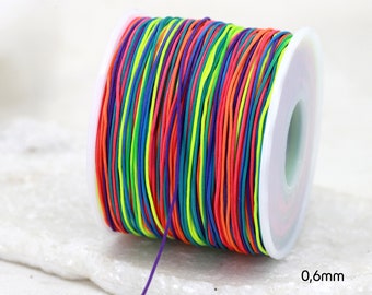 0.6mm Rainbow Braided Nylon Knotting DIY Macrame Cord / 1 Roll 130 Meters / KMC-613