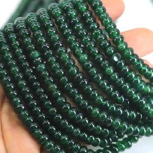4x6mm Rondelle Dark Green Jade Gemstone Beads / RNS4-10