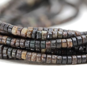 Brown Sea Sediment Jasper Bead, 4mm Heishi Disc Rondelle Natural Bead / NSH-38