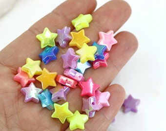 100 Stück 10mm Bunte Stern Perlen, Acryl Stern Schmuck Charm