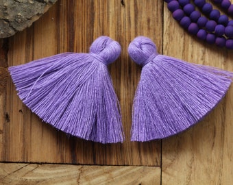 2 pcs Lavender Cotton Tassel, 3cm 4cm 5cm 6cm Thick Mala Necklace Tassel Trim, Bohemian Jewelry Tassel, Decorative Throw Tassel / TAS-L#41