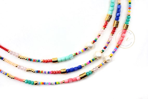 Pearl Choker Necklace, Multi Color Dainty Natural Stone