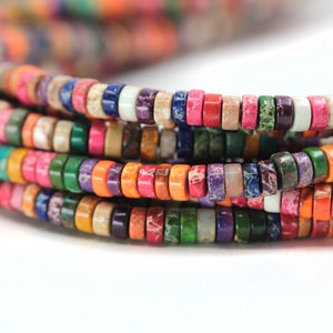 Rainbow Jasper Heishi Beads, 4mm Heishi Disc Rondelle Natural Bead / NSH-42