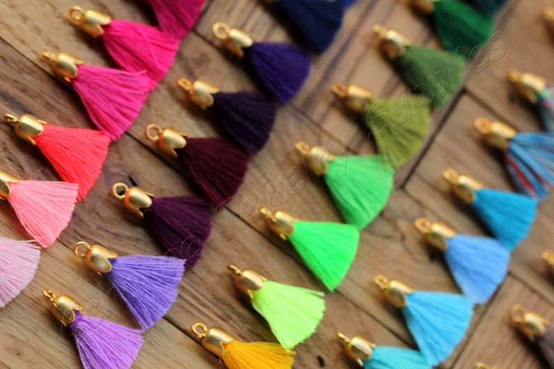Purple Cotton Tassel with Gold Cap Decorative Tassel 5 pcs T25TC-72 2.5cm Jewelry Earring Tassel