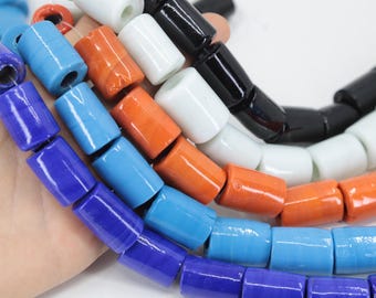 Großes Loch Barrel Glasperlen, 1 Strang (8 Stück) Handgemachte Artisan Schmuck Lieferungen
