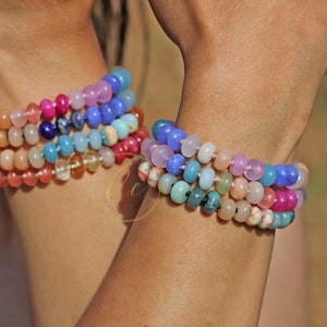Pulsera de piedras preciosas arcoíris, pulsera surfera con cuentas de piedra natural Rondelle / Pregunte por precios al por mayor