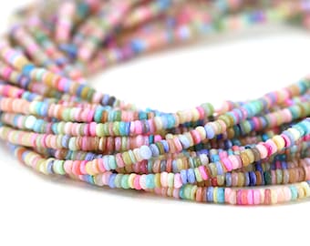 4mm Soft Multicolor Heishi Shell Beads, Mini Disc Rondelle Shell Beads / SHS4-02