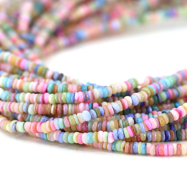 Perles en coquillage Heishi multicolores souples 4 mm, mini disque de perles en coquillage rondelle / SHS4-02