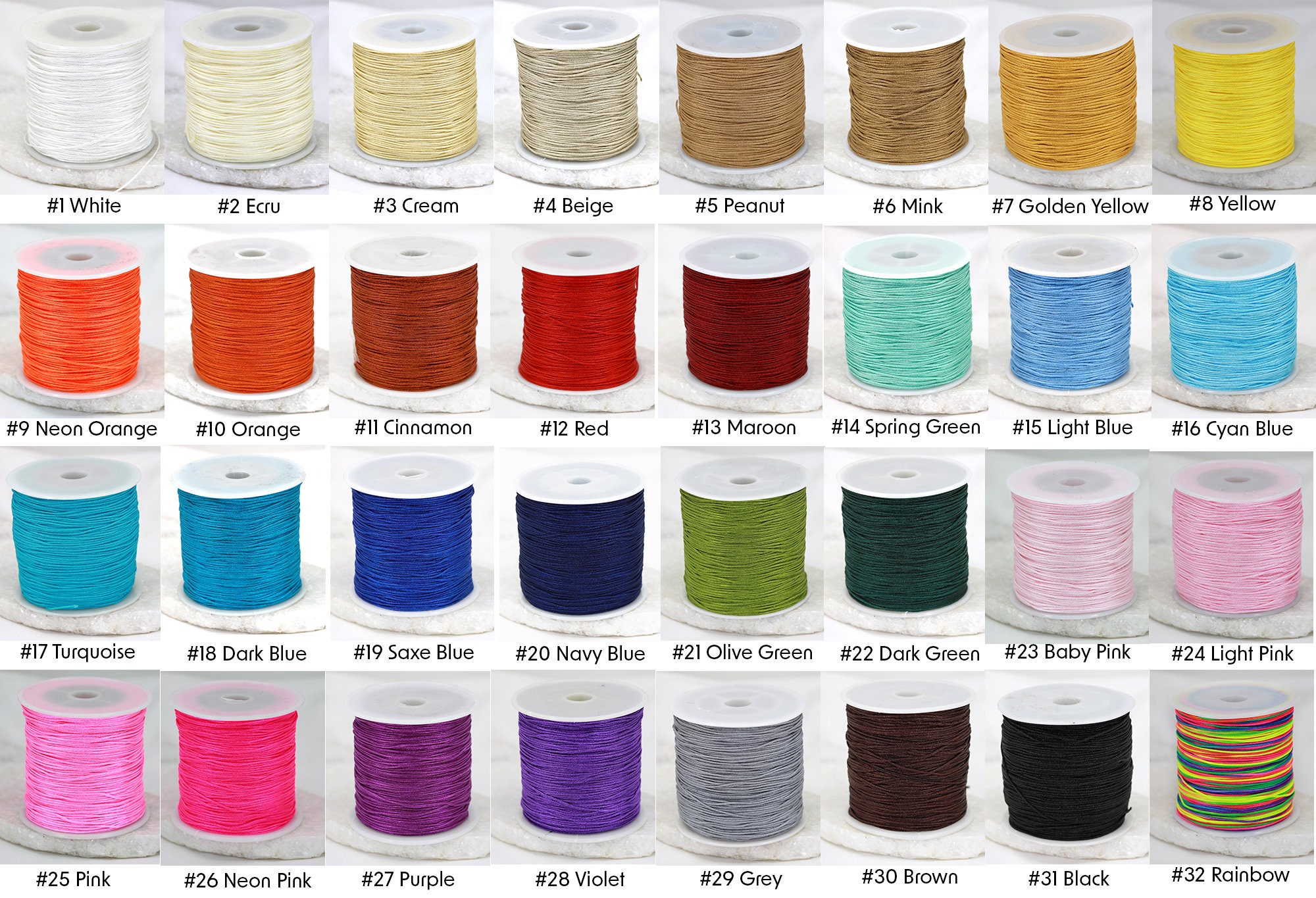 9.2m 30ft 10yrd Nylon Cord Macrame Thread Beading String Braided Rope  Kumihimo Knot Bracelet Shamballa Twine 2mm .079in for Sale and Wholesale