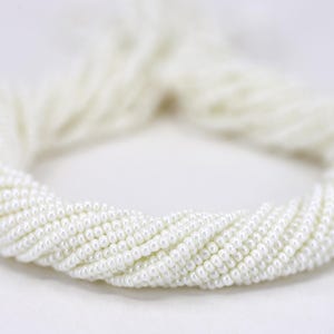 Fancy White Seed Beads, 11/0 (2.2mm) Czech Seed Beads 1 Full Hank / GSB11-M05