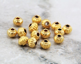 5mm Round Spacer Beads, Matte Gold Plated Metal Mini Ball Sphere Beads 25 pcs / GPY-001
