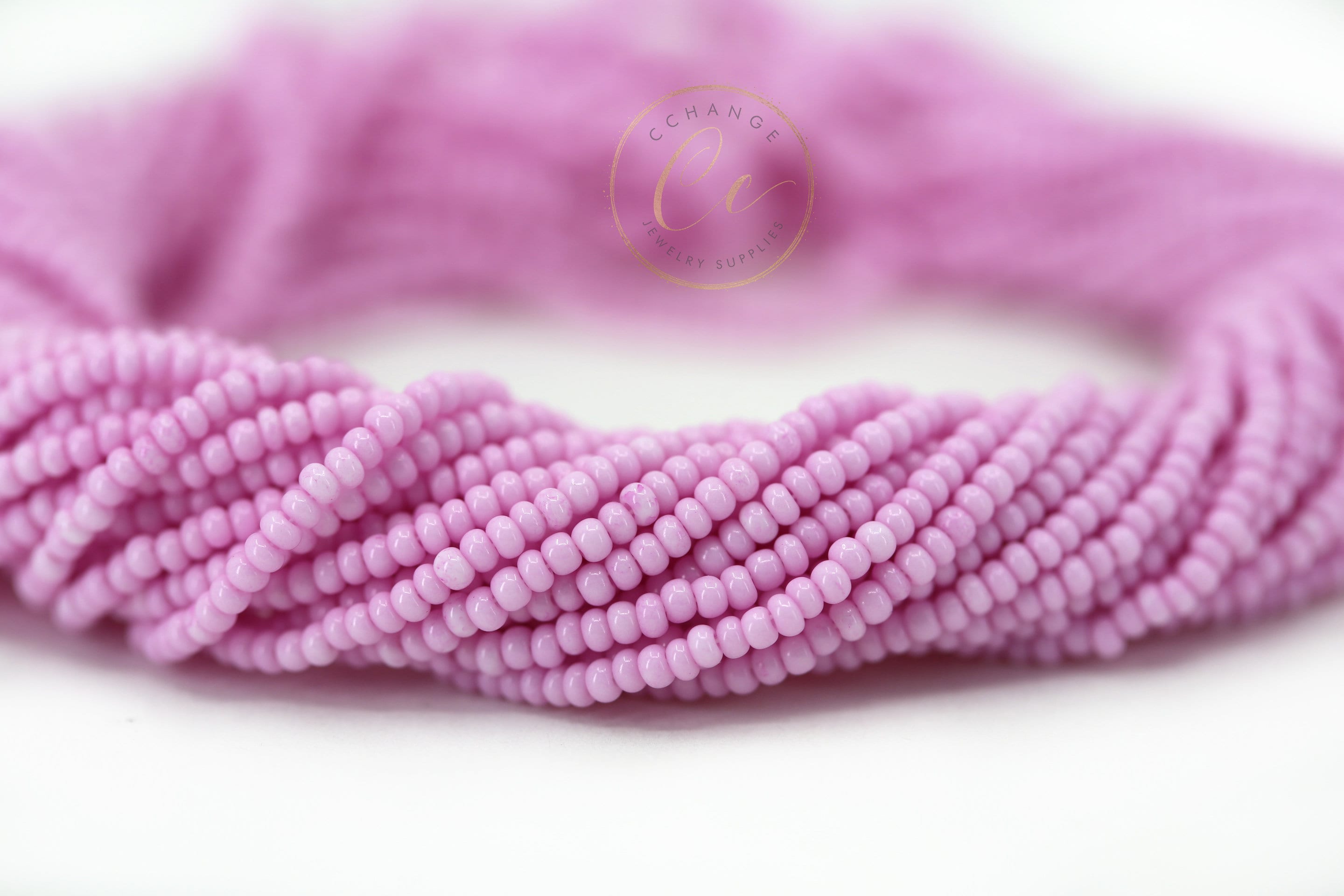 Perline di vetro ceco rosa lucido, rocailles da 2 mm (20 g) - Italia