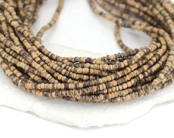 Cuentas diminutas de madera de coco de 4 mm, pequeñas cuentas espaciadoras redondas, joyería natural, artesanía bohemia, estilo playero veraniego.