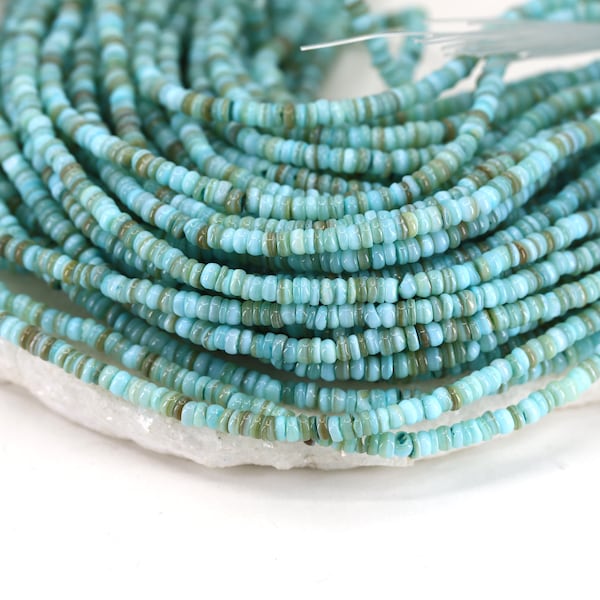4mm Turquoise Heishi Shell Beads, Mini Disc Rondelle Shell Beads / SHS4-09
