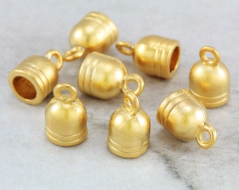 11mm End Caps, Matte Gold Plated Metal 4.5mm Round Hole Cord End Caps 10 pcs / GPY-077