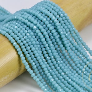 2mm Turquoise Crystal Beads, Faceted Rondelle Crystal Glass Beads / CB2-16