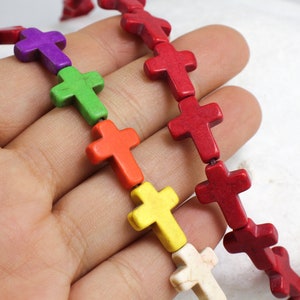 15mm Cross Howlite Beads, 1 Strand 15.5&#39;&#39; / HWL-M10