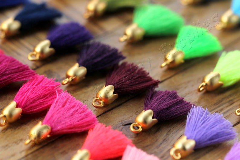 Purple Cotton Tassel with Gold Cap Decorative Tassel 5 pcs T25TC-72 2.5cm Jewelry Earring Tassel