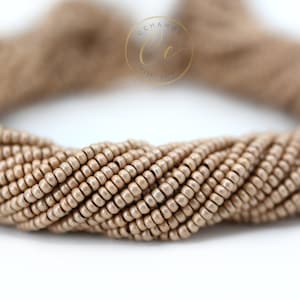 Matte Beige Seed Beads, 11/0 (2.2mm) Czech Seed Beads 1 Full Hank / GSB11-P33