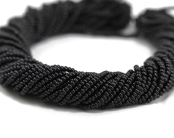 Black Seed Beads, 11/0 (2.2mm) Czech Seed Beads 1 Full Hank / GSB11-M07