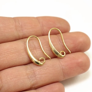 4 pcs Earring Hooks, 20mm Shiny Gold Plated Brass Earring Components / EF-G05