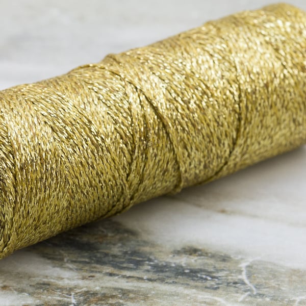 Cordon ciré doré, cordon en macramé ciré 1 mm, fil pour perles, 1 rouleau 100 mètres / WX-36