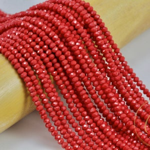 2mm Dark Red Crystal Beads, Faceted Rondelle Crystal Glass Beads / CB2-28
