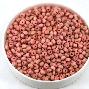 4mm Salmon Pink Rondelle Wood Beads, Natural Wood Dyed Beads 200 pcs / WBR4-03