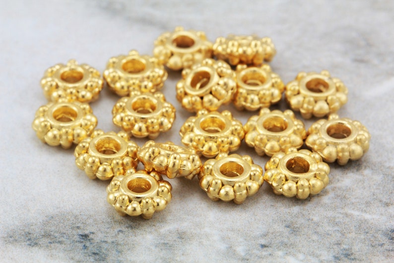 7mm x 3mm 15 pcs Gold Rondelle Spacer Beads, Matte Gold Plated Loose Beads Metal Spacer Beads Jewelry Beading Findings GPY-033