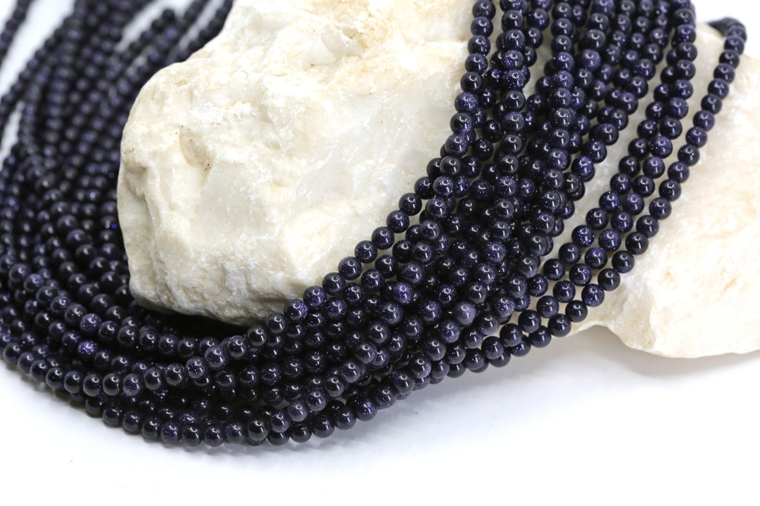 4mm Round Blue Goldstone Genuine Natural Gemstone Beads | NSR4-58 - Etsy