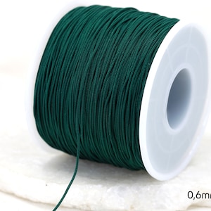 0.6mm Dark Green Braided Nylon Knotting DIY Macrame Cord / 1 Roll 130 Meters / KMC-612
