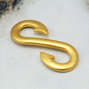 Gold Plated S Hook End Clasp Connector, 30mm Metal S Hook Charm 5 pcs / GPY-333