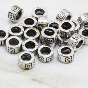 25 pcs Rondelle Spacer Beads, 7mm Silver Colour Metal Beads / MB-022