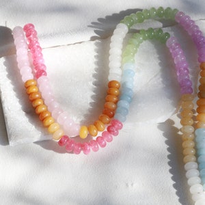 5x8mm Rondelle Multicolor Moonstone and Jade Mix Gemstone Beads / RNS5-43a image 1