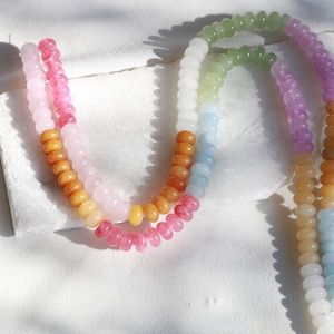 5x8mm Rondelle Multicolor Moonstone and Jade Mix Gemstone Beads / RNS5-43a