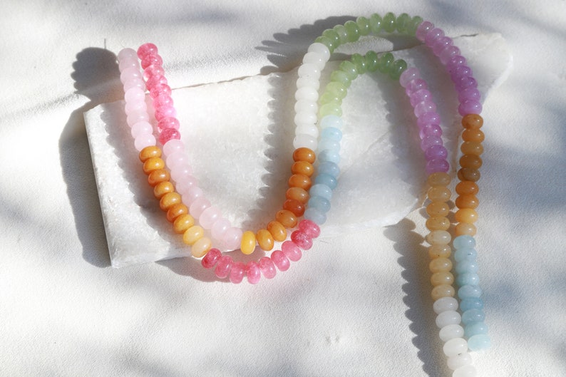 5x8mm Rondelle Multicolor Moonstone and Jade Mix Gemstone Beads / RNS5-43a image 1