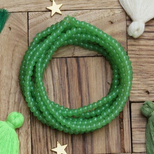 4mm Shamrock Green Glass Beads, Smooth Round Ball Glass Loose Beads / GB4-41